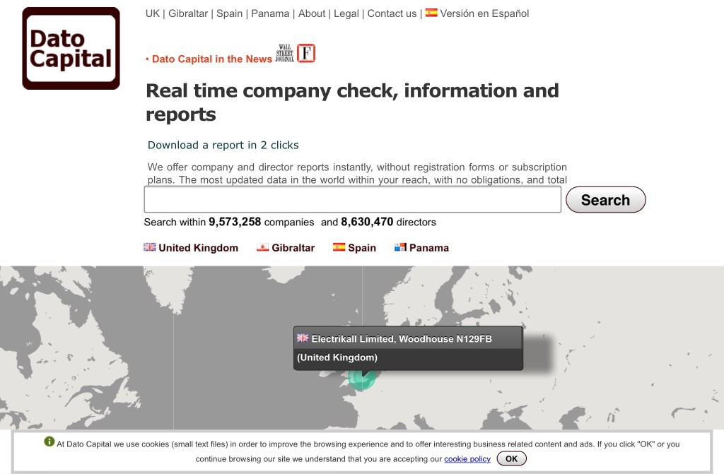 The dashboard of Dato Capital